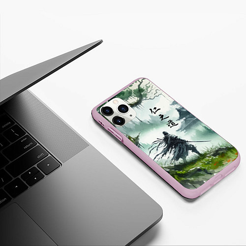 Чехол iPhone 11 Pro матовый Samurai - ghost of Tsushima / 3D-Розовый – фото 3