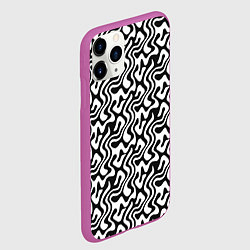 Чехол iPhone 11 Pro матовый Черно-белый узор с абстрактными линиями, цвет: 3D-фиолетовый — фото 2