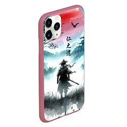 Чехол iPhone 11 Pro матовый Japanese samurai - ghost of Tsushima, цвет: 3D-малиновый — фото 2