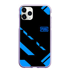 Чехол iPhone 11 Pro матовый PUBG blue geometry, цвет: 3D-светло-сиреневый