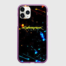 Чехол iPhone 11 Pro матовый Огненная лава и вода киберпанк, цвет: 3D-фиолетовый
