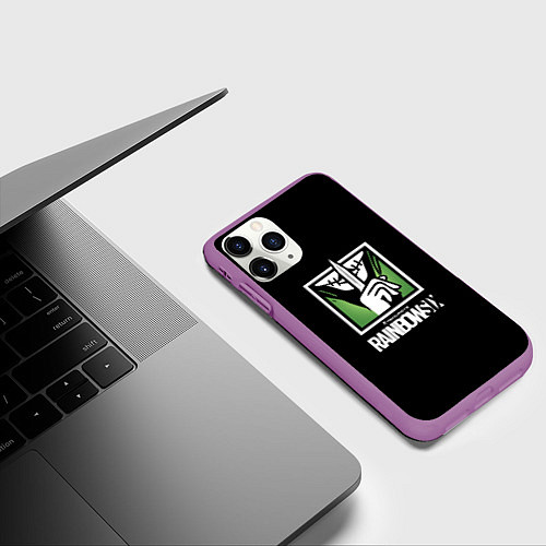 Чехол iPhone 11 Pro матовый Rainbow six шутер онлайн / 3D-Фиолетовый – фото 3