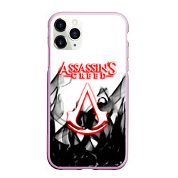 Чехол iPhone 11 Pro матовый Assassins Creed огненное лого гейм, цвет: 3D-розовый