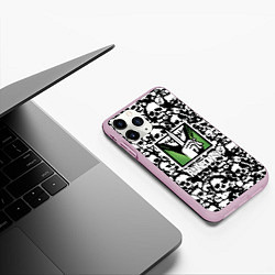 Чехол iPhone 11 Pro матовый Rainbow six pattern skull, цвет: 3D-розовый — фото 2