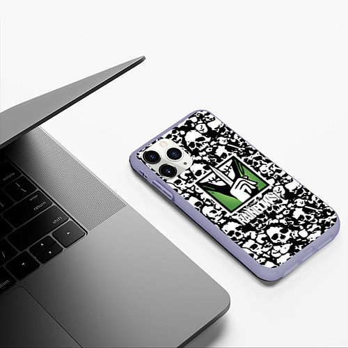 Чехол iPhone 11 Pro матовый Rainbow six pattern skull / 3D-Светло-сиреневый – фото 3