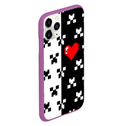 Чехол iPhone 11 Pro матовый Minecraft pattern love, цвет: 3D-фиолетовый — фото 2