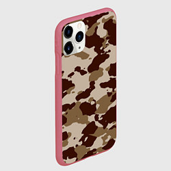 Чехол iPhone 11 Pro матовый Коричневый камуфляж текстура, цвет: 3D-малиновый — фото 2