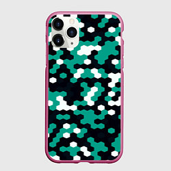 Чехол iPhone 11 Pro матовый Милитари стекло текстура, цвет: 3D-малиновый