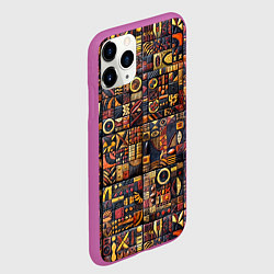 Чехол iPhone 11 Pro матовый Африканский орнамент резьба по дереву, цвет: 3D-фиолетовый — фото 2