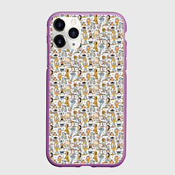 Чехол iPhone 11 Pro матовый Человечки и монстры, цвет: 3D-фиолетовый