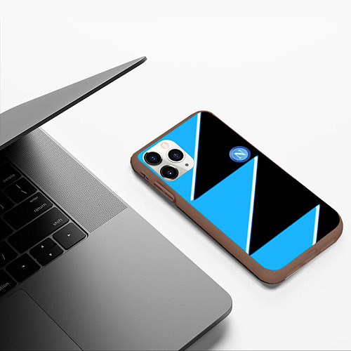 Чехол iPhone 11 Pro матовый Napoli fc geometry blue / 3D-Коричневый – фото 3