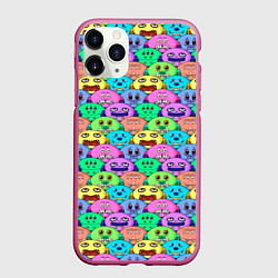 Чехол iPhone 11 Pro матовый Мультяшные персонажи монстрики, цвет: 3D-малиновый