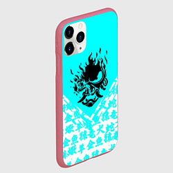 Чехол iPhone 11 Pro матовый Cyberpunk neon samurai japan, цвет: 3D-малиновый — фото 2