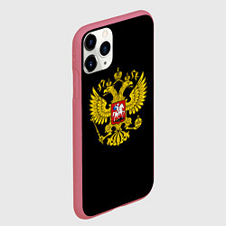 Чехол iPhone 11 Pro матовый Герб РФ gold, цвет: 3D-малиновый — фото 2