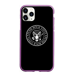 Чехол iPhone 11 Pro матовый Ramones logo rock, цвет: 3D-фиолетовый