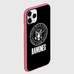 Чехол iPhone 11 Pro матовый Ramones rock logo, цвет: 3D-малиновый — фото 2