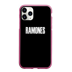 Чехол iPhone 11 Pro матовый Ramones white logo, цвет: 3D-малиновый