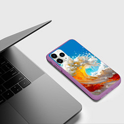 Чехол iPhone 11 Pro матовый Море пива - большая волна, цвет: 3D-фиолетовый — фото 2