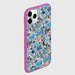 Чехол iPhone 11 Pro матовый Дудл животные и монстры, цвет: 3D-фиолетовый — фото 2