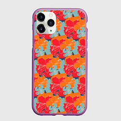 Чехол iPhone 11 Pro матовый Красные синие оранжевые лилии, цвет: 3D-фиолетовый
