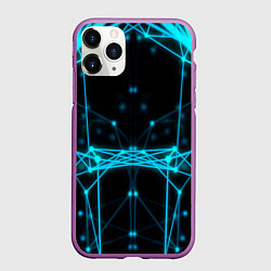 Чехол iPhone 11 Pro матовый Синий плексус, цвет: 3D-фиолетовый