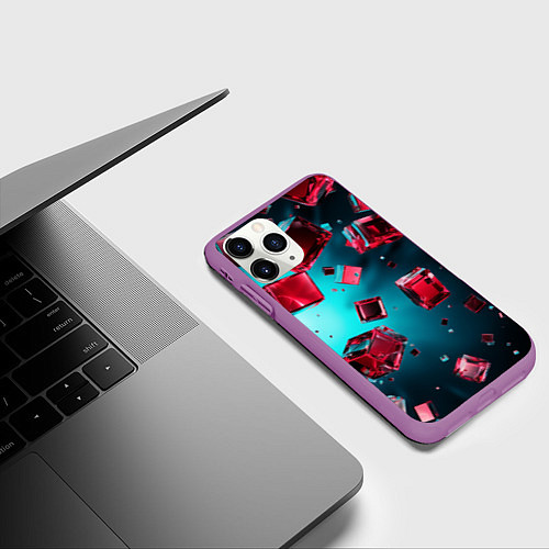 Чехол iPhone 11 Pro матовый Взрыв из камней / 3D-Фиолетовый – фото 3