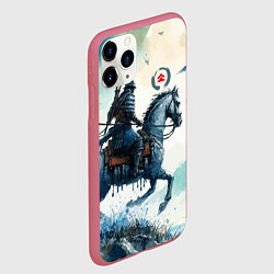 Чехол iPhone 11 Pro матовый Японский конный самурай - призрак Цусимы, цвет: 3D-малиновый — фото 2