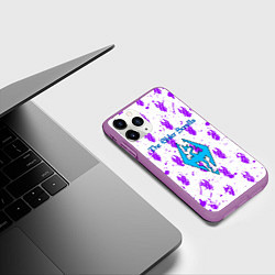 Чехол iPhone 11 Pro матовый The Elder scrolls pattern game, цвет: 3D-фиолетовый — фото 2