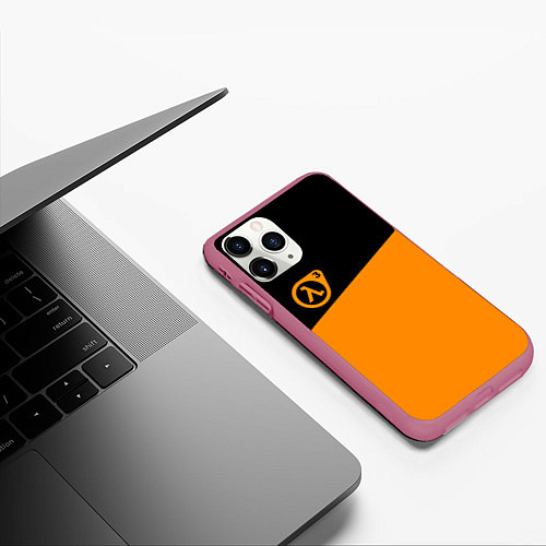 Чехол iPhone 11 Pro матовый Half life orange game / 3D-Малиновый – фото 3