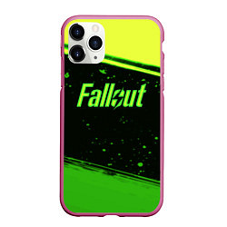 Чехол iPhone 11 Pro матовый Fallout toxic line, цвет: 3D-малиновый