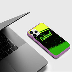Чехол iPhone 11 Pro матовый Fallout toxic line, цвет: 3D-фиолетовый — фото 2