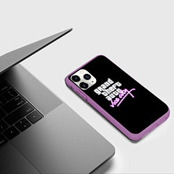 Чехол iPhone 11 Pro матовый GTA vice city logo, цвет: 3D-фиолетовый — фото 2