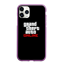 Чехол iPhone 11 Pro матовый GTA online logo, цвет: 3D-фиолетовый