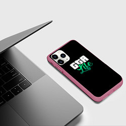 Чехол iPhone 11 Pro матовый GTA life logo, цвет: 3D-малиновый — фото 2