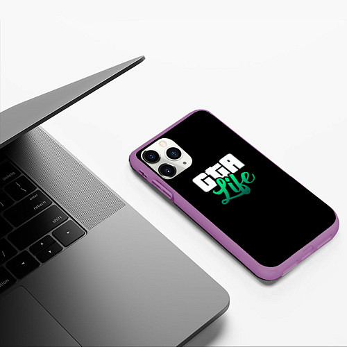 Чехол iPhone 11 Pro матовый GTA life logo / 3D-Фиолетовый – фото 3