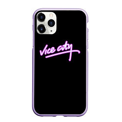 Чехол iPhone 11 Pro матовый Vice city logo neon, цвет: 3D-светло-сиреневый