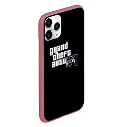 Чехол iPhone 11 Pro матовый GTA 6 logo vice city, цвет: 3D-малиновый — фото 2