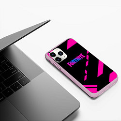 Чехол iPhone 11 Pro матовый Fortnite geometry pink, цвет: 3D-розовый — фото 2