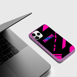 Чехол iPhone 11 Pro матовый Fortnite geometry pink, цвет: 3D-фиолетовый — фото 2