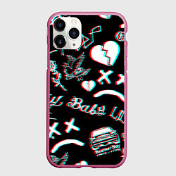 Чехол iPhone 11 Pro матовый Lil Peep logo glitch, цвет: 3D-малиновый