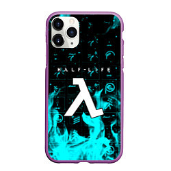 Чехол iPhone 11 Pro матовый Half life fire x portal game, цвет: 3D-фиолетовый