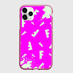 Чехол iPhone 11 Pro матовый Fortnite pattern pink, цвет: 3D-малиновый