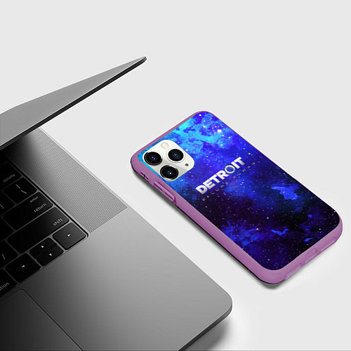 Чехол iPhone 11 Pro матовый Detroit become human space / 3D-Фиолетовый – фото 3