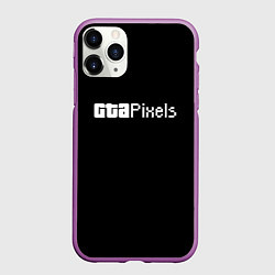 Чехол iPhone 11 Pro матовый GTA pixels, цвет: 3D-фиолетовый