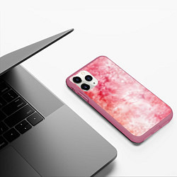 Чехол iPhone 11 Pro матовый Нежный тай-дай - воздушная абстракция, цвет: 3D-малиновый — фото 2