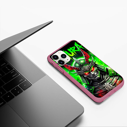 Чехол iPhone 11 Pro матовый Samurai green / 3D-Малиновый – фото 3