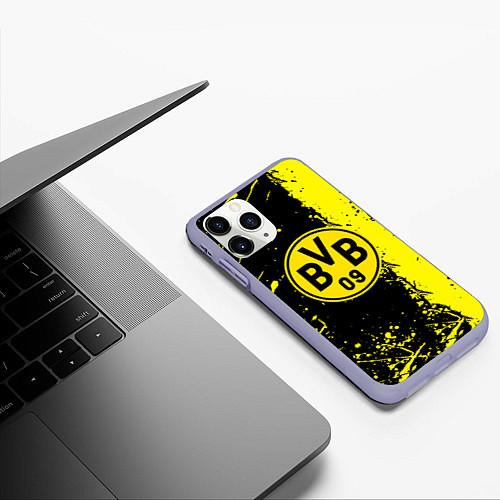 Чехол iPhone 11 Pro матовый Borussia fc краски / 3D-Светло-сиреневый – фото 3