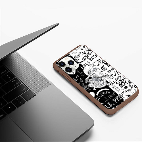 Чехол iPhone 11 Pro матовый Lii Peep pattern rap / 3D-Коричневый – фото 3