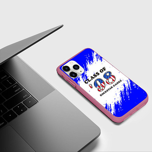 Чехол iPhone 11 Pro матовый ГТА текстура / 3D-Малиновый – фото 3