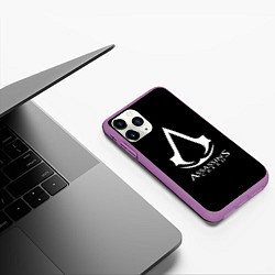 Чехол iPhone 11 Pro матовый Assassins Creed logo game, цвет: 3D-фиолетовый — фото 2